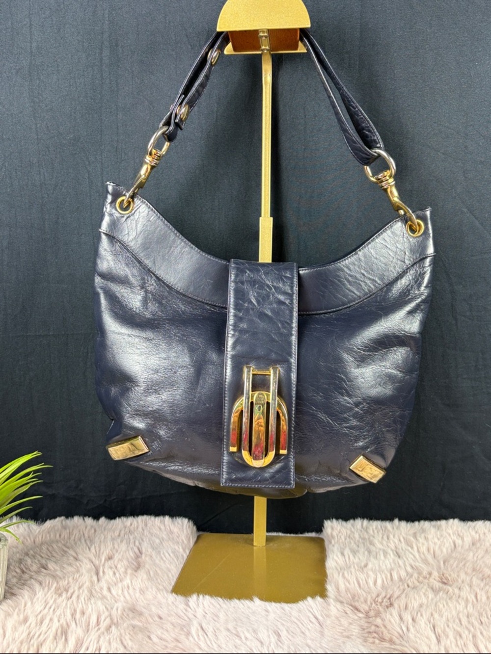 Vintage Susan Gail for Saks Fifth Avenue Black Leather Hobo Shoulder Bag